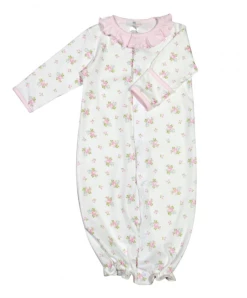 BABY LOREN Rosie Pink Floral Pima Converter Gown Infant Clothing
