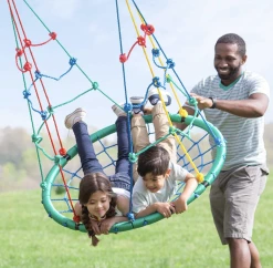 HEARTHSONG 40-Inch 2-in-1 Colorful Climbing Rope Swing Toys