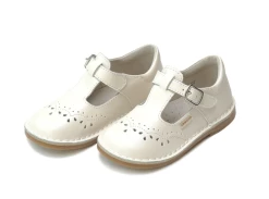 L'Amour Ruthie Stitched Mary Jane Pearl White Shoes