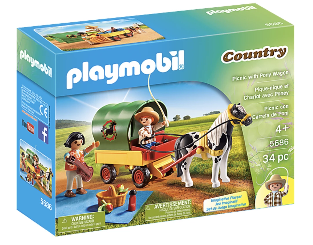 Brand new 🔥 PLAYMOBIL Picnic With Pony Wagon Toys ✨ 1 PLAYMOBIL Picnic With Pony Wagon Toys