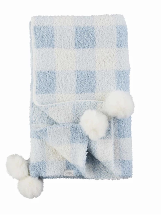 Best Sale ⭐ Mudpie Accessories Baby Accessories Chenille Blue Gingham Blanket 🌟 1 Mudpie Accessories Baby Accessories Chenille Blue Gingham Blanket
