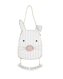 Mudpie Decor Tin Bunny Door Hanger