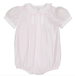 Feltman Brothers Pink/White Girls Vintage Scalloped Collar Romper Infant Clothing