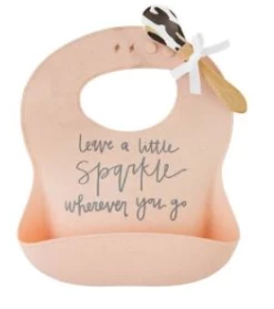 Baby Registry Pink Silicone Bib And Spoon