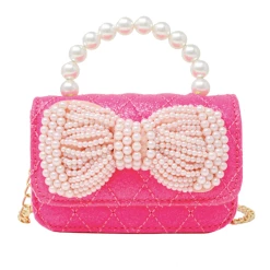 ZOMI GEMS Pearl Handle Bow Bag- Hot Pink