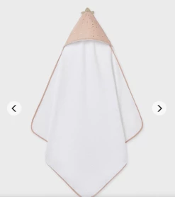 Baby Registry Pink W/Gold Heart Hooded Towel