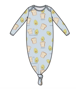 Baby Registry Blue Avo Toast Knotted Gown