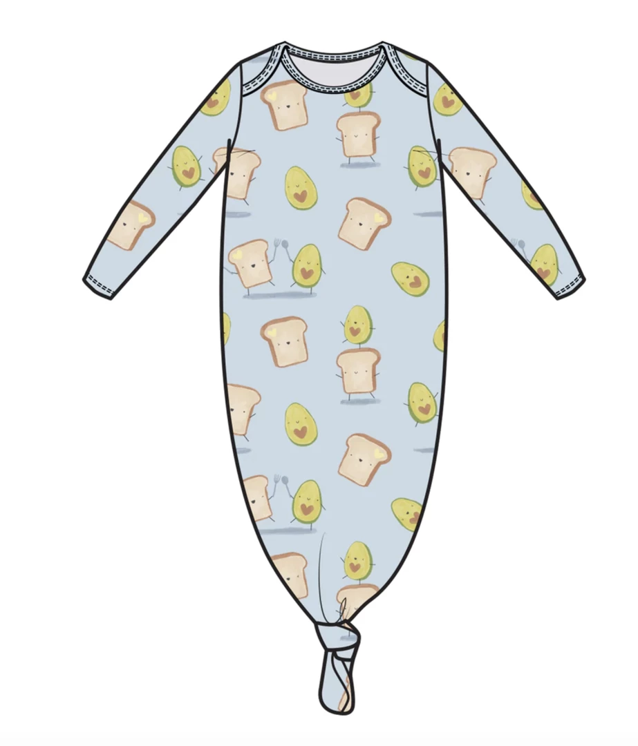 Best deal 🌟 Baby Registry Blue Avo Toast Knotted Gown 👏 1 Baby Registry Blue Avo Toast Knotted Gown