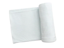 Baby Registry Swaddle- Bunnies Blue Stripe