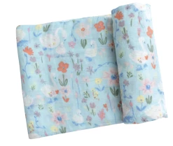 Angel Dear Infant Clothing SWADDLE BLANKET - FLORAL SWANS