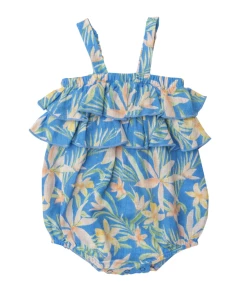 Angel Dear BOHO RUFFLE BUBBLE - BLUE ISLAND FLORAL Infant Clothing
