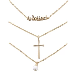 Gifts Jane Marie Set Of 3 Necklaces - Blessed