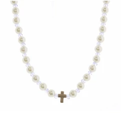 Jane Marie Pearl And Lavender Cross Necklace