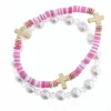 Gifts Jane Marie Kids Set Of 2 Bracelets - Pink Crosses And Pearl