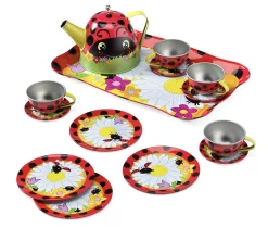 HEARTHSONG Ladybug Tin Tea Set