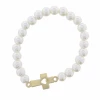Jane Marie Pearl Bracelet W/ Cutout Heart Center Cross Gifts