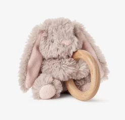 Baby Registry Ring Rattle Plush Brown Bunny