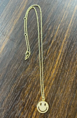 Haute Mess Jewelry Gifts Smiley Face Gold Necklace