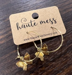 Haute Mess Jewelry Small Gold Butterfly Hoops Gifts
