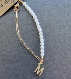 Haute Mess Jewelry Gifts Initial Gold/Freshwater Pearl Bracelet