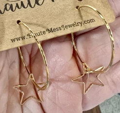 Haute Mess Jewelry Gold Star Hoop Earrings