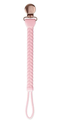 Itzy Ritzy Sweetie Strap Silicone Paci Clip Pink Braid