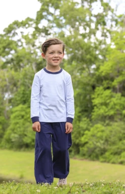 Trotter Street Fall 22 Miller Long Sleeve Pants Set Light Blue/Navy New Arrivals