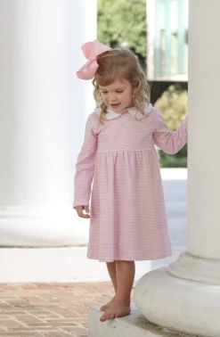 Trotter Street Fall 22 New Arrivals Claire Long Sleeve Dress Light Pink Stripe