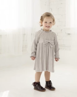 Mabel & Honey Fall 22 Remy Woven Dress Grey W/Bow