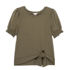 Habitual Girl/Truce Fall Olive Side Tie Top