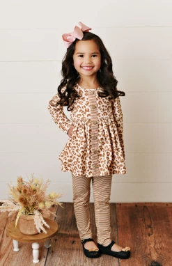 Serendipity/Swoon Baby 22 Leopard Button Tunic W/Stripe Legging