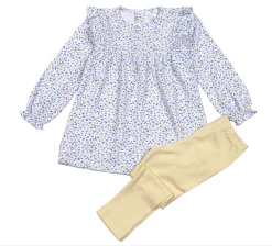 Baby Loren Fall Azul Floral Pima Pant Set