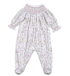 Baby Registry Evelyn Floral Pima Hand Smocked Footie