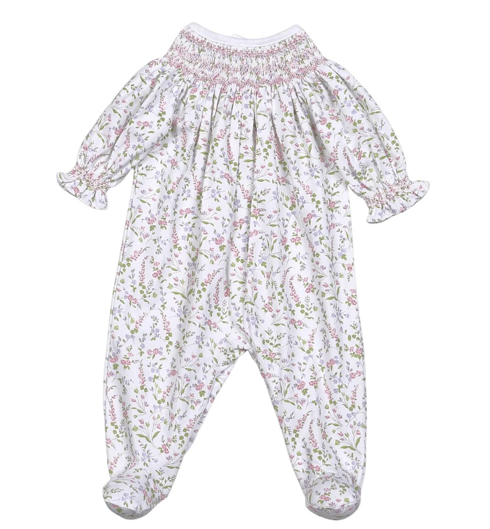Discount 🤩 Baby Registry Evelyn Floral Pima Hand Smocked Footie 🛒 1 Baby Registry Evelyn Floral Pima Hand Smocked Footie