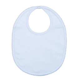Baby Registry Blue Pima Bib With Blue Trim