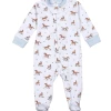 Baby Registry Horses Blue Pima Zipper Footie