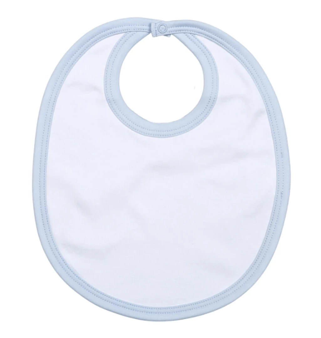 Best deal 🥰 Baby Loren Fall White Pima Bib Blue Pipping New Arrivals ⭐ 1 Baby Loren Fall White Pima Bib Blue Pipping New Arrivals