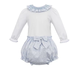 Baby Registry Lt. Blue Print Bloomer Set