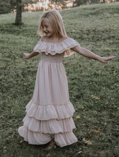 Bailey's Blossoms Fall New Arrivals Nellie Champagne Ruffle Maxi Dress