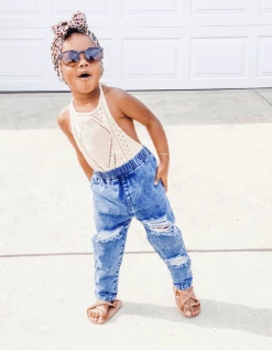 Bailey's Blossoms Fall Frankie Distressed Denim Jeans - Dark Wash