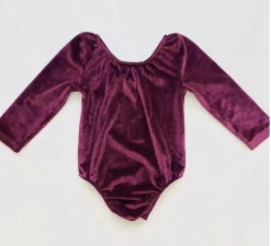 Bailey's Blossoms Fall Livee Cranberry Long Sleeve Velvet Leotard New Arrivals