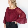 Bailey's Blossoms Fall Savanna Wine Off The Shoulder Dot Top New Arrivals