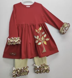 Millie Jay Fall New Arrivals Autumn Leaves Applique Legging Set