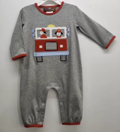 Millie Jay Fall Fire Engine Applique Romper
