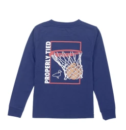 Properly Tied Fall 22 PT Swoosh LS Tee River Blue