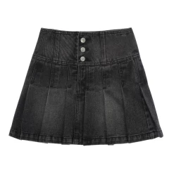 Habitual Girl/Truce Fall Black Pleated Denim Skort
