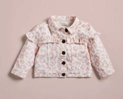 Mudpie Fall Clothing Pink Leopard Ruffle Jacket New Arrivals