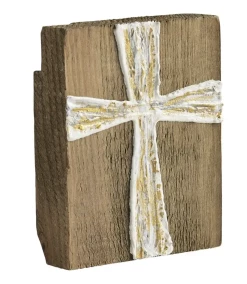 Mudpie Decor Gold Cross Square Plaque