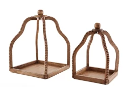 Mudpie Decor Natural Wood Beaded Lantern