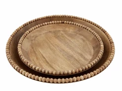 Mudpie Decor Wood Beaded Bowl Set